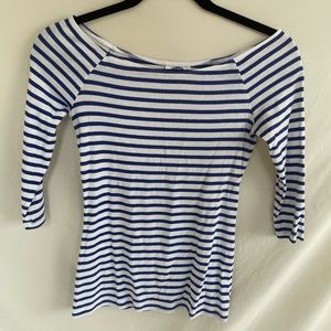 Old Navy Blue & White Stripe 3/4 Sleeve XS